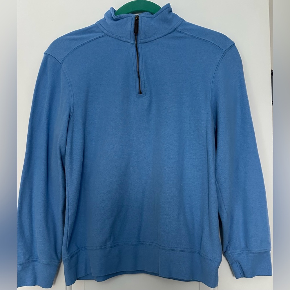 TOMMY BAHAMA Size Boys XL (14) Blue Quarter-Zip Long Sleeve 100% Cotton Sweater